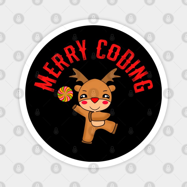 Merry, jolly coding, programming. Jolly coder, programmer. Happy dancing reindeer. Christmas. Funny Xmas dancing moves. Best web, full stack software developer, engineer ever Magnet by BlaiseDesign